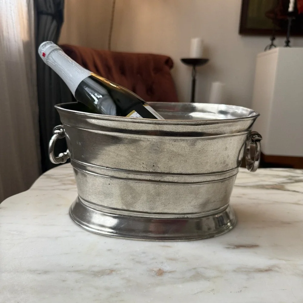 Arte Italica Vintage Italian Pewter Wine Bucket Champagne Ice Bucket Valentines